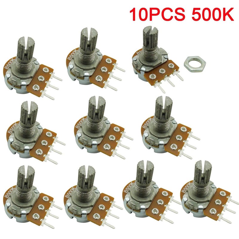 Ferwooh 10PCS B500K 500K Ohm Adjustment Single Linear Rotary Taper Potentiometer Shaft 15mm - Image 2
